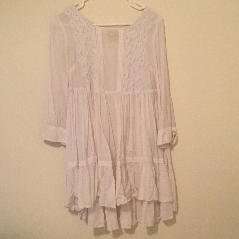 Anthropologie Maeve White Ruffle Dress